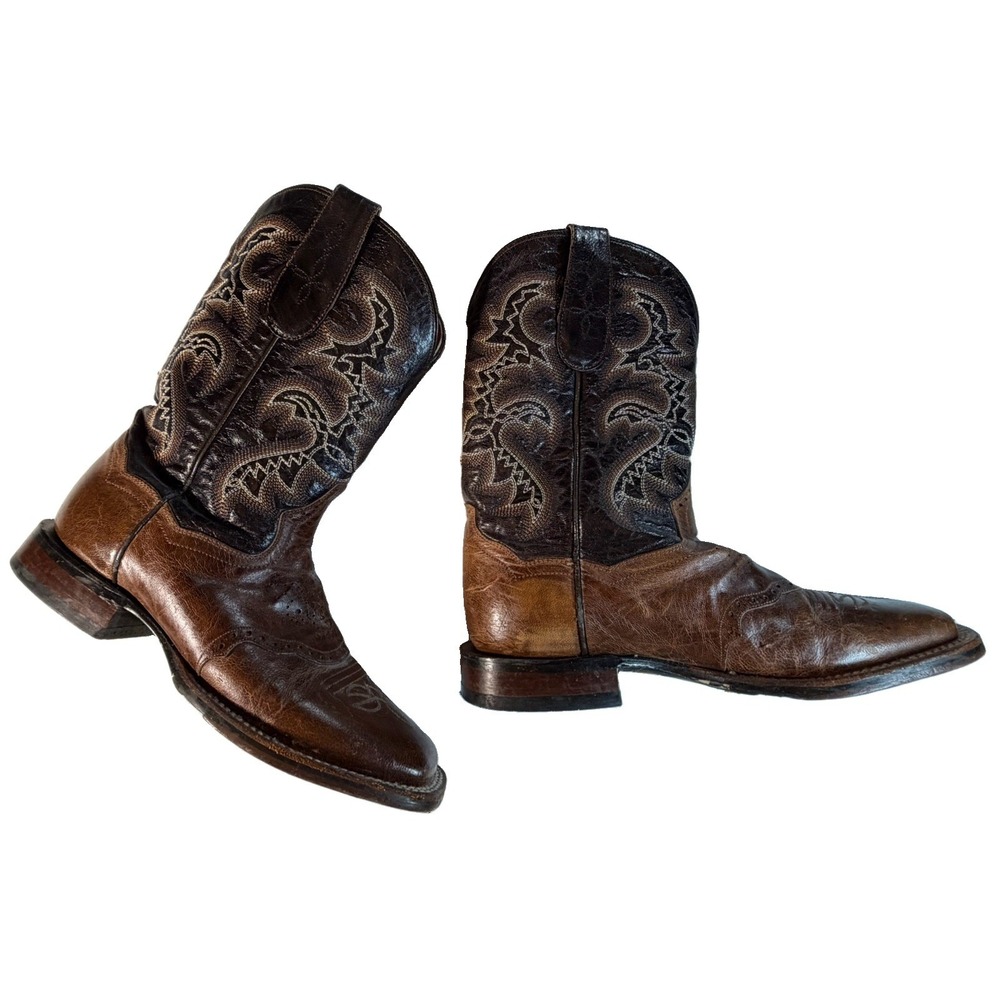 Dan Post DP2915 Cowboy Boots Men's 8.5 D Brown Leather Snip Toe Western Mexico